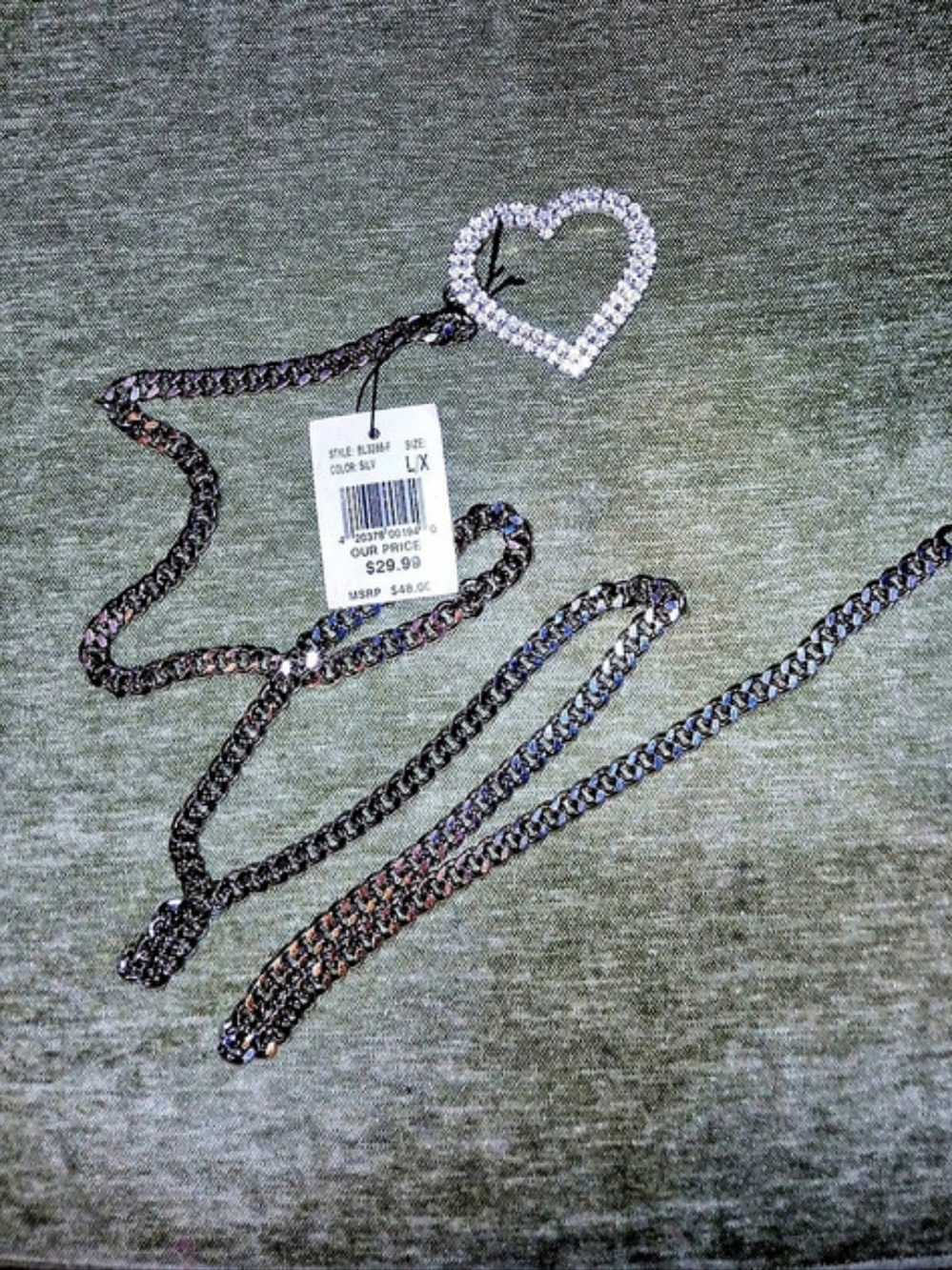 GUESS Heart Pendant Long Necklace Silver L/X NWT